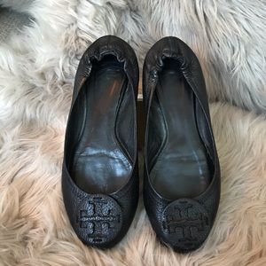 Tory Butch black leather ballet flats
